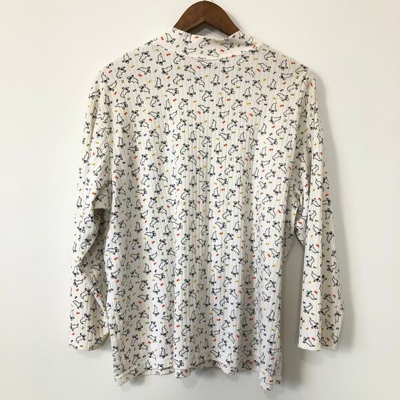 VTG Bobbie Brooks Ghost Print Mock Neck Ribbed Top 2X USA Retro Halloween 90s - Picture 6 of 9